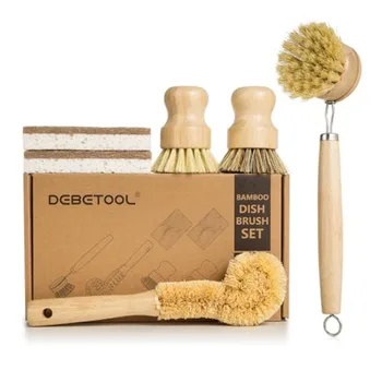 Bamboo Dish Brush Set with Coconut Sponge