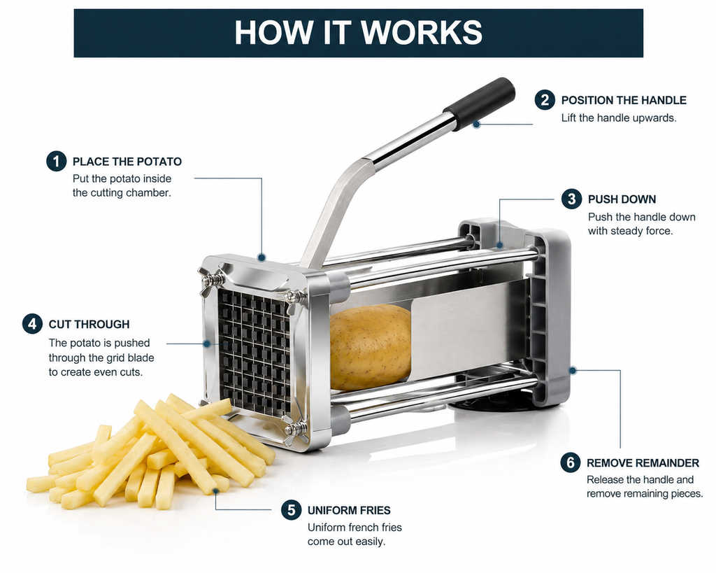 Sopito French Fry Cutter for Potatoes, 1/2 Inch Professional Grade 