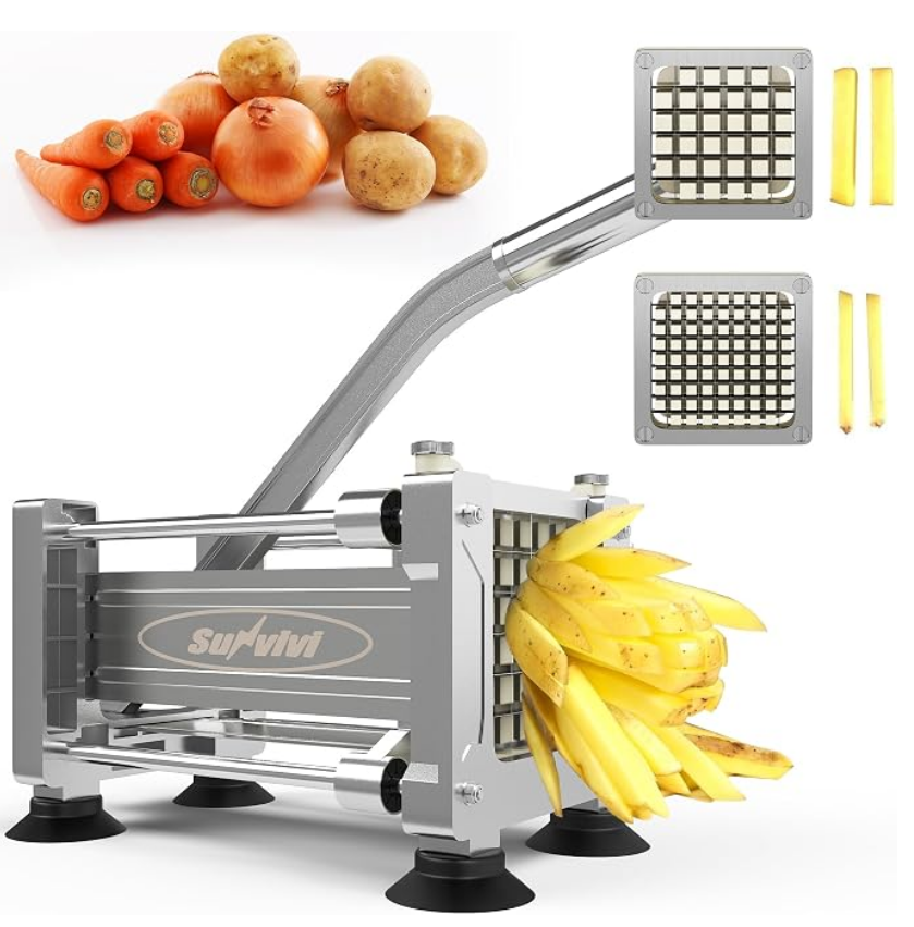 Sunvivi French Fry Cutter Stainless Steel Potato Slicer