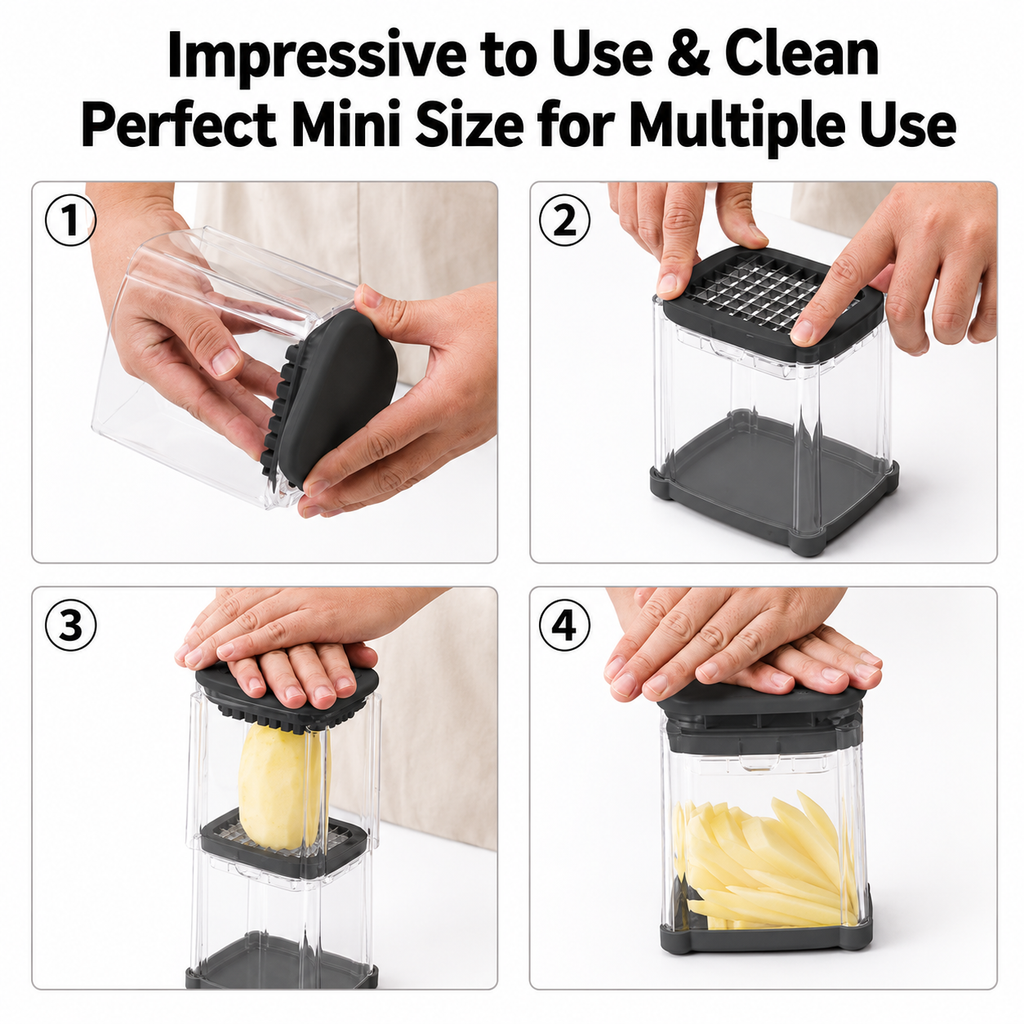 French Fry Cutter, Solucky Potato Onion Cutter, Professional Homestyle Vegetable Chopper Dicer, Great for Potatoes Carrots Cucumbers Zucchini Peppers 3/8 inch Blade