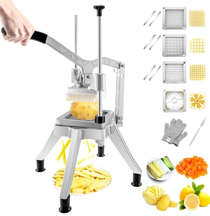 VEVOR Commercial French Fry Cutter, 4 Blades Lever Vegetable Chopper
